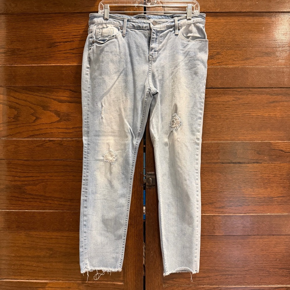 Buffalo David Bitton sz 12 Jess Light Blue Ankle Jeans distressed midrise skinny